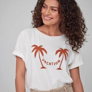 South Parade Lola Round Neck Tee Vacation Palm Size Medium